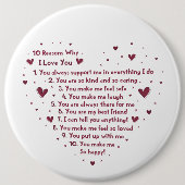 Romantische 10 Gründe, warum Valentine Urlaub Button (Vorderseite)