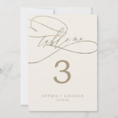 Romantische 12x18 Gold und Elfenbeinküste" Tischnu Einladung (Vorderseite)