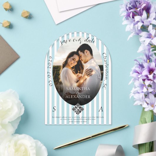 Romantische 1 Foto-Scribble-QR-Code-Save-the-Date- Acryleinladungen (Insitu (Hochzeit))