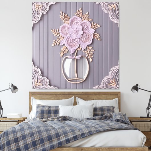 Romantische 3D-Spitzenblume Leinwanddruck (Insitu (Schlafzimmer))