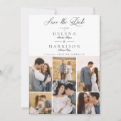 Romantische 6 Fotos Moderne Chic Collage Save The Date (Vorderseite)