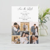 Romantische 6 Fotos Moderne Chic Collage Save The Date (Stehend Vorderseite)