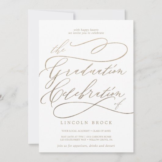 Romantische Abschluss-Feier Einladung (Vorderseite)