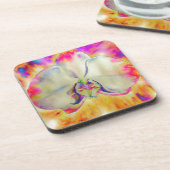 Romantische abstrakte Orchideenmalerei Getränkeuntersetzer (Linke Seite)