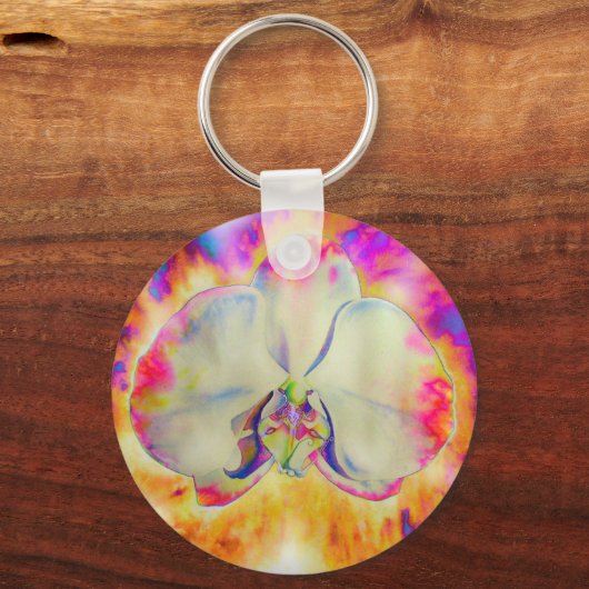 Romantische abstrakte Orchideenmalerei Schlüsselanhänger (Vorderseite)