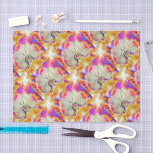 Romantische abstrakte Orchideenmalerei Seidenpapier (Handwerk)