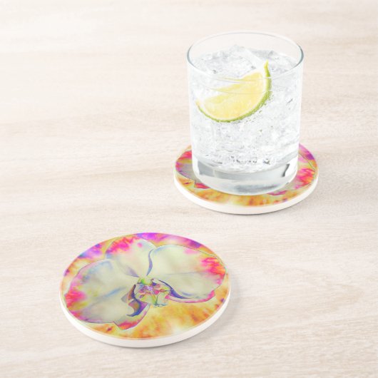 Romantische abstrakte Orchideenmalerei Untersetzer (Seite)