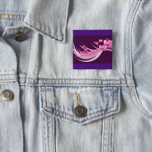 Romantische Abstrakte rosa Herzdesign auf Lila Button (Beispiel)
