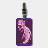 Romantische Abstrakte rosa Herzdesign auf Lila Gepäckanhänger (Vorderseite vertikal)