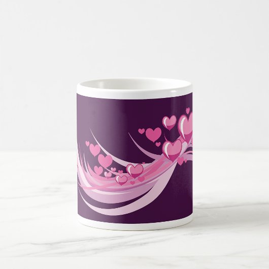 Romantische Abstrakte rosa Herzdesign auf Lila Kaffeetasse