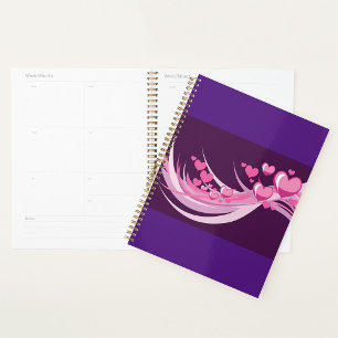 Romantische Abstrakte rosa Herzdesign auf Lila Planer