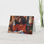 Romantische afroamerikanische Weihnachtskarte Karte (Vorderseite)