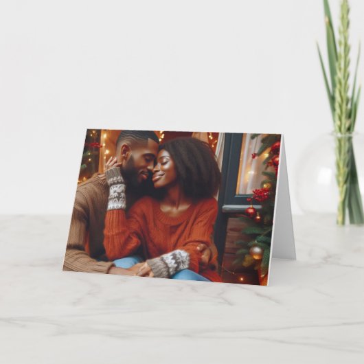 Romantische afroamerikanische Weihnachtskarte Karte (Vorderseite)
