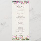 Romantische Akazie und Wildblumen Hochzeitsmenü Menükarte (Vorderseite)