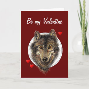 Romantische Alberne Wasserfarbe Wolf Valentine Feiertagskarte