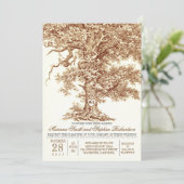 Romantische alte Eiche rustikale Hochzeitseinladun Einladung (Stehend Vorderseite)