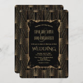 Romantische alte Hollywood Black Great Gatsby Wedd Einladung (Vorne/Hinten)