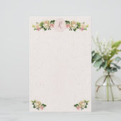 Romantische Alte Rose Monogram Stationer Briefpapier (Stehend Vorderseite)