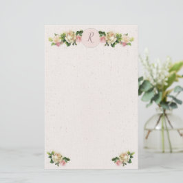 Romantische Alte Rose Monogram Stationer Briefpapier