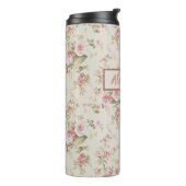 Romantische altmodische Rose Mit Monogramm drucken Thermosbecher (Nach links gedreht)