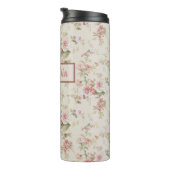 Romantische altmodische Rose Mit Monogramm drucken Thermosbecher (Nach rechts gedreht)