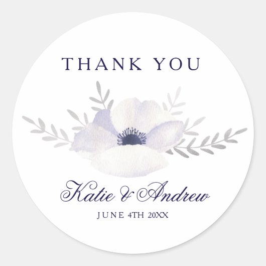 Romantische Anemone Runder Aufkleber (Vorderseite)