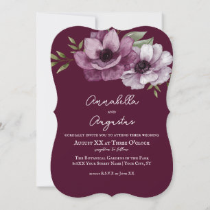 Romantische Anemonen auf Merlot Einladung