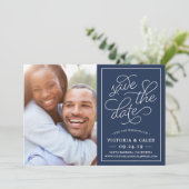 Romantische Anfrage Foto Save the Date Karte | Mar (Stehend Vorderseite)