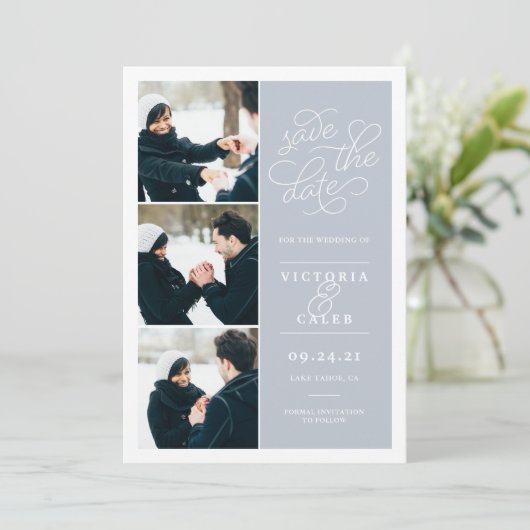 Romantische Anfrage | FotoCollage Save the Date (Stehend Vorderseite)