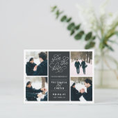 Romantische Anfrage | FotoCollage Save the Date Ankündigungspostkarte (Stehend Vorderseite)