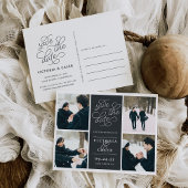 Romantische Anfrage | FotoCollage Save the Date Ankündigungspostkarte