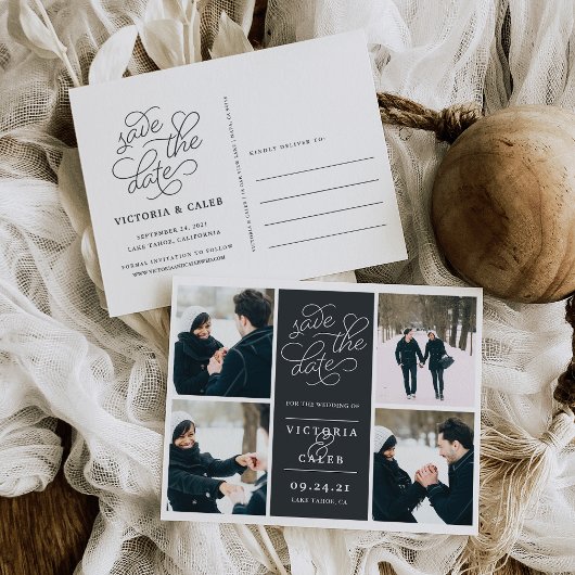 Romantische Anfrage | FotoCollage Save the Date Ankündigungspostkarte