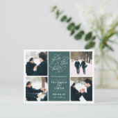 Romantische Anfrage | FotoCollage Save the Date Ankündigungspostkarte (Stehend Vorderseite)