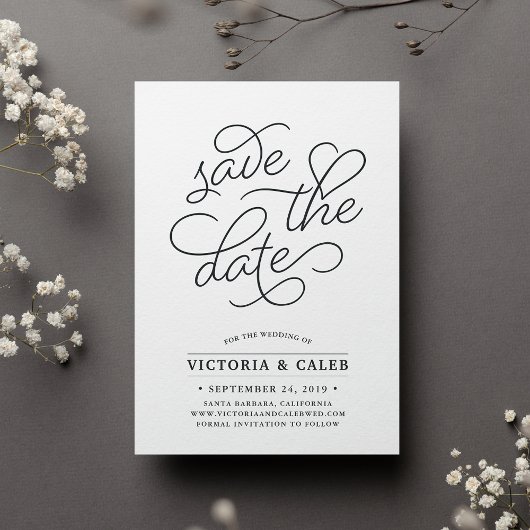 Romantische Anfrage | Typografie Save the Date-Kar Date