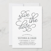 Romantische Anfrage | Typografie Save the Date-Kar Date (Vorderseite)