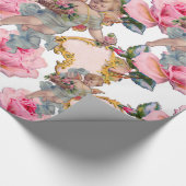 ROMANTISCHE ANGEL ANSAMMLUNG PINK ROSES GESCHENKPAPIER (Ecke)