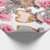 ROMANTISCHE ANGEL ANSAMMLUNG PINK ROSES GESCHENKPAPIER (Ecke)