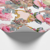 ROMANTISCHE ANGEL ANSAMMLUNG PINK ROSES, OSTEREIER GESCHENKPAPIER (Ecke)