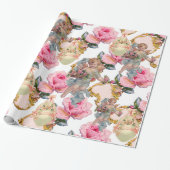 ROMANTISCHE ANGEL ANSAMMLUNG PINK ROSES, OSTEREIER GESCHENKPAPIER (Ungerollt)