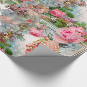 ROMANTISCHE ANGEL ANSAMMLUNG PINK ROSES, OSTEREIER GESCHENKPAPIER (Ecke)