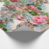 ROMANTISCHE ANGEL ANSAMMLUNG PINK ROSES UND BLUME GESCHENKPAPIER (Ecke)