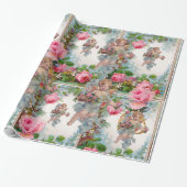 ROMANTISCHE ANGEL ANSAMMLUNG PINK ROSES UND BLUME GESCHENKPAPIER (Ungerollt)