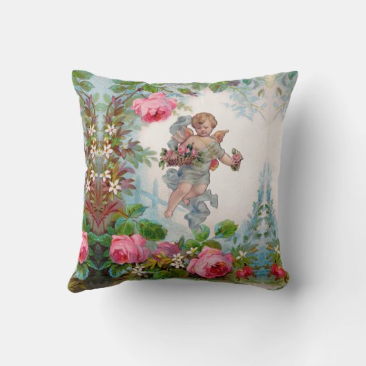 ROMANTISCHE ANGEL ANSAMMLUNG PINK ROSES UND BLUME KISSEN (Rückseite)