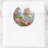 ROMANTISCHE ANGEL ANSAMMLUNG PINK ROSES UND BLUME RUNDER AUFKLEBER (Tasche)