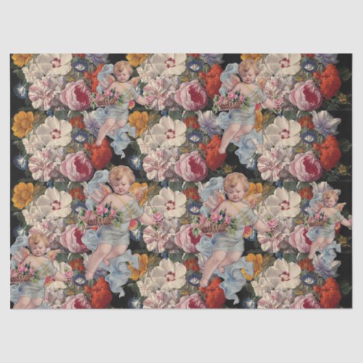 ROMANTISCHE ANGEL ANSAMMLUNG PINK ROSES UND BLUME SEIDENPAPIER (Vorderseite)