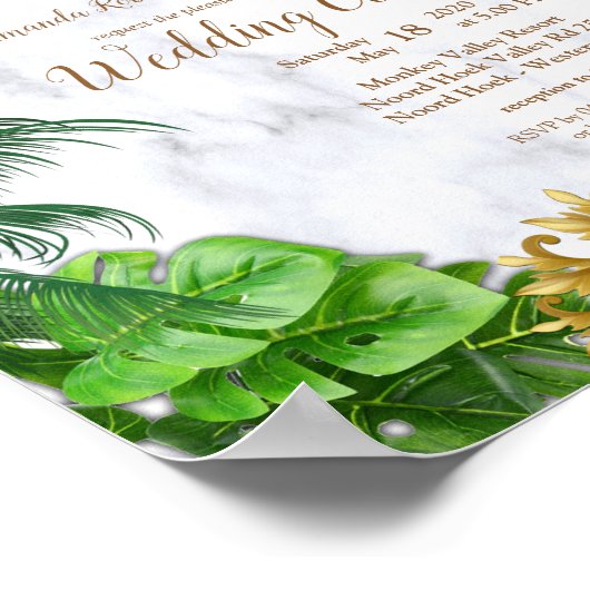 Romantische Ankündigung einer tropischen Hochzeit Poster (Ecke)