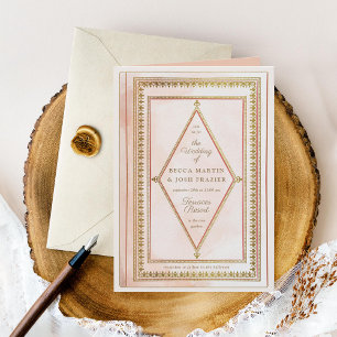 Romantische antike Buch-Rosé-Hochzeitseinladung Einladung