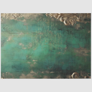 Romantische antike Emerald- und Gold-Designserie 1 Seidenpapier