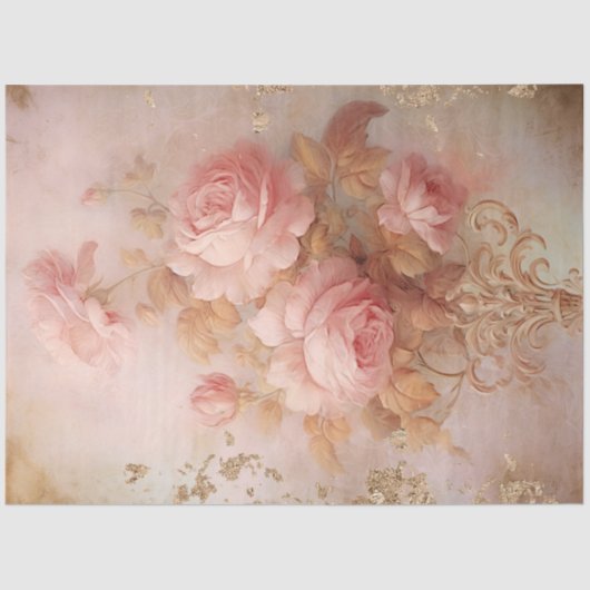 Romantische antike rosa und goldene Designserie 16 Seidenpapier (Vorderseite)
