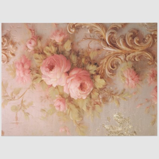 Romantische antike rosa und goldene Designserie 20 Seidenpapier (Vorderseite)